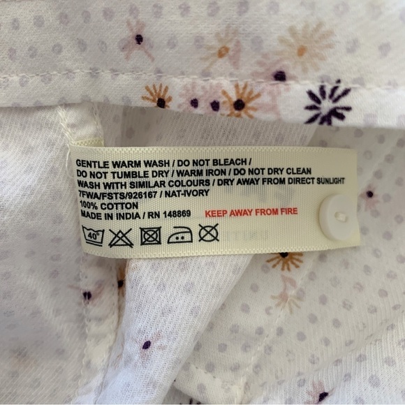 Fat Face Floral Print Button Front Shirt Sz 6 Ivory - Picture 6 of 7